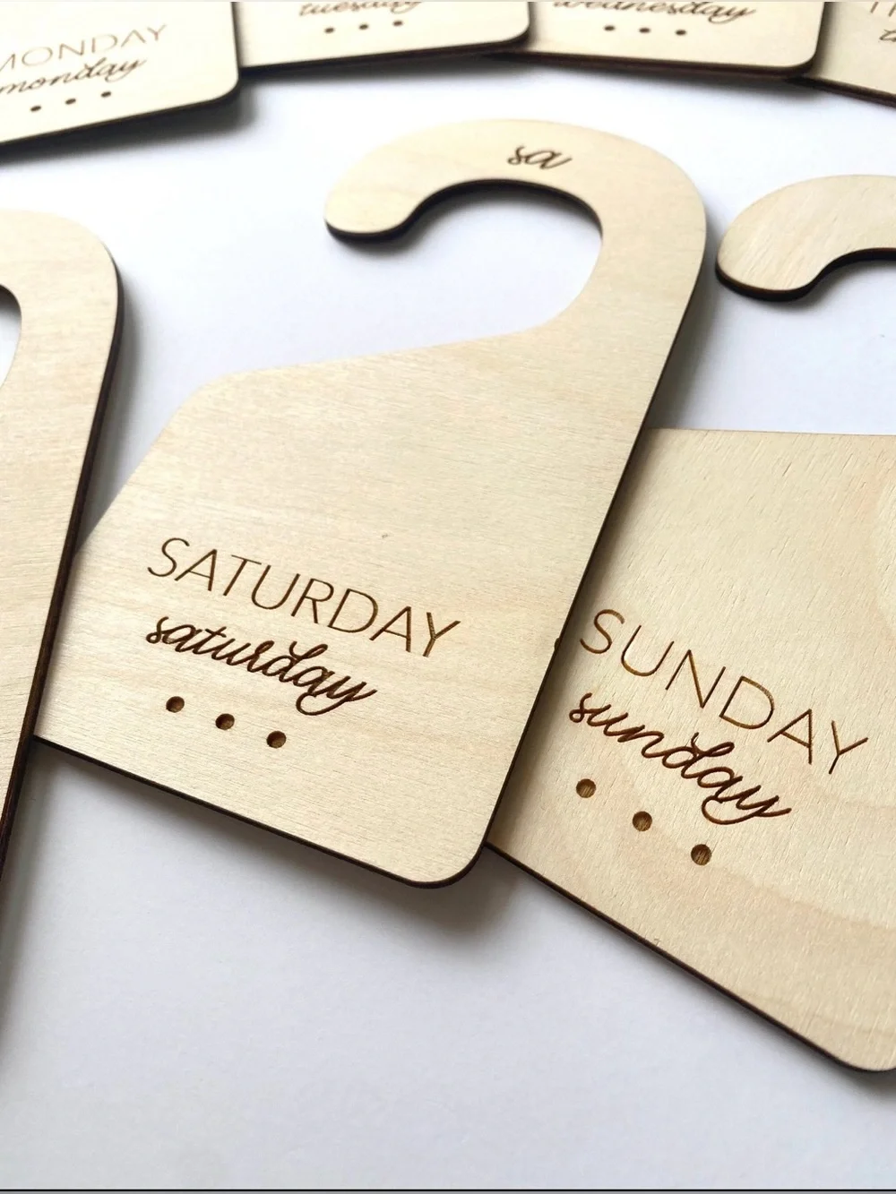 Market & Spruce Natural Wood Weekly Door Hanger Set